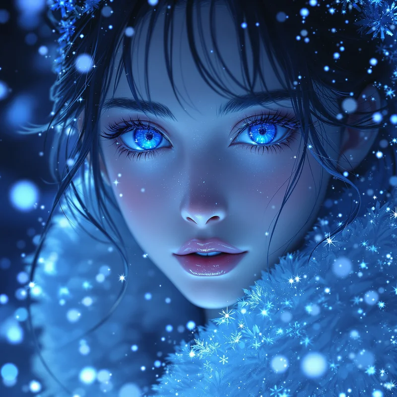 frost queen anime christmas girl pfp with icy winter aura
