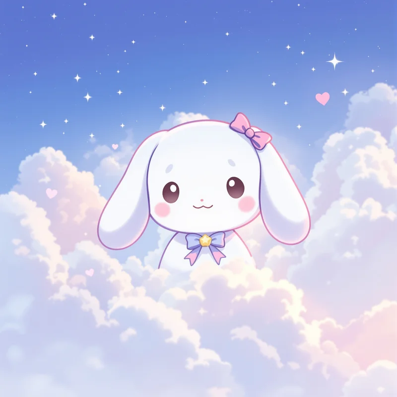 clean Cinnamoroll profile portrait with pastel blue environment for Sanrio avatar use