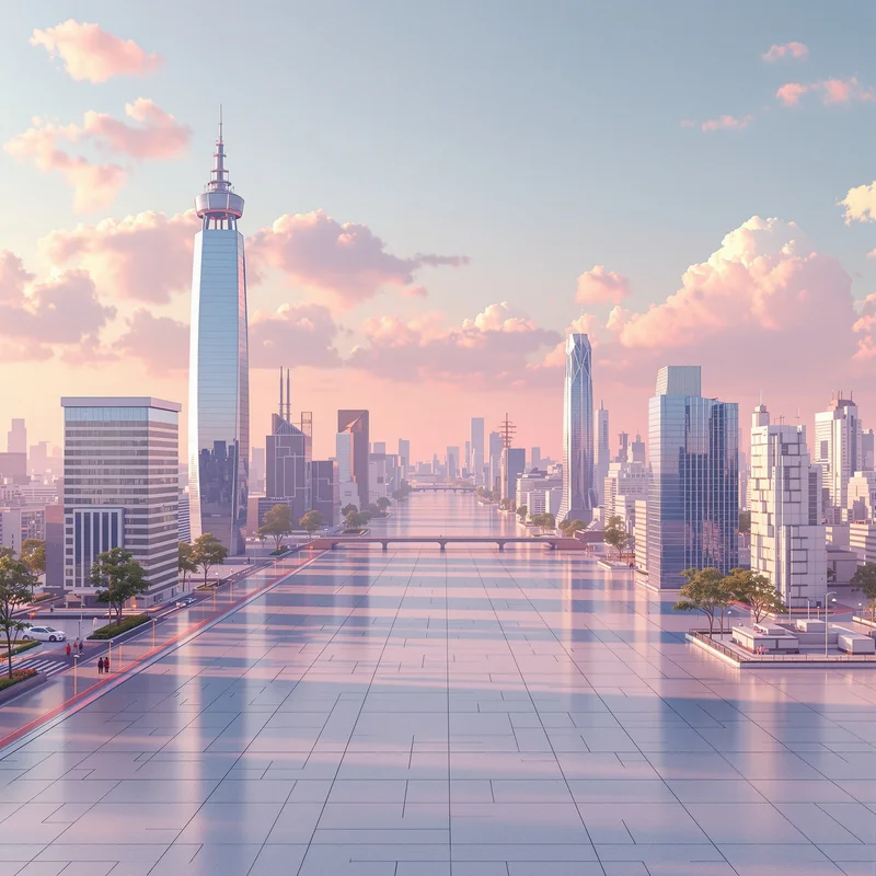 Calm distant city background