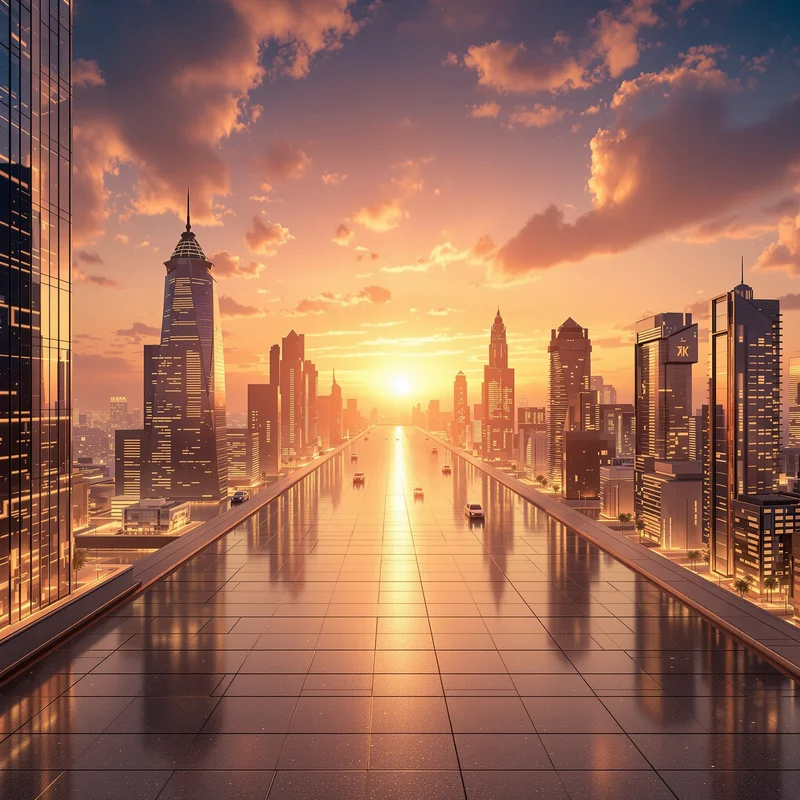 Eternal distant city background
