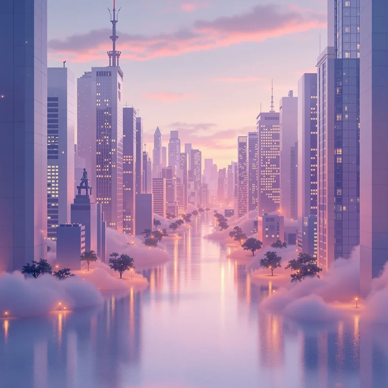 Gentle dawn city background