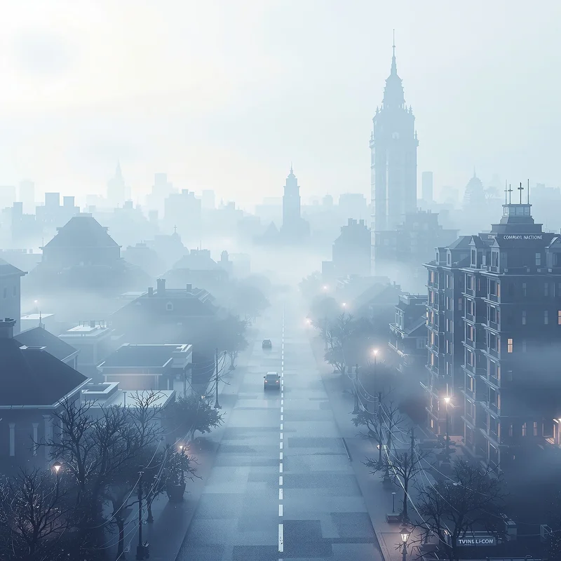Gentle foggy city background