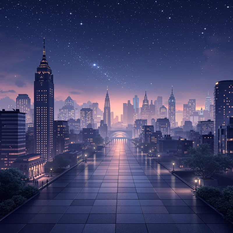 Mystic night city background