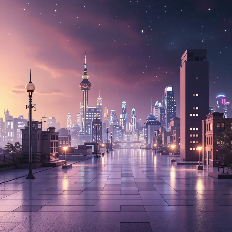 Mystic night city background