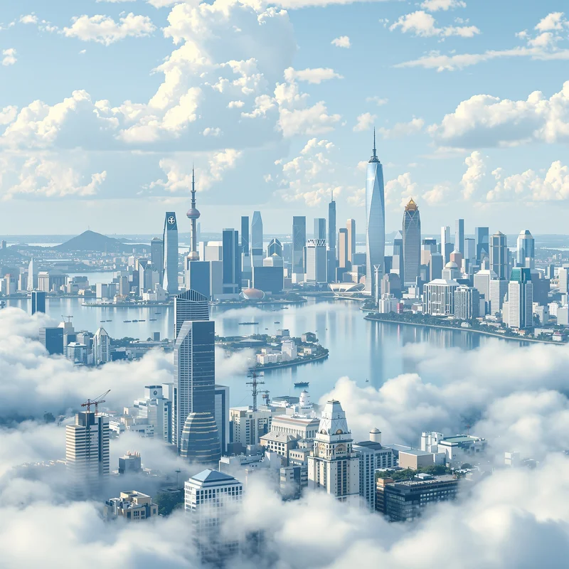 Signature distant city background