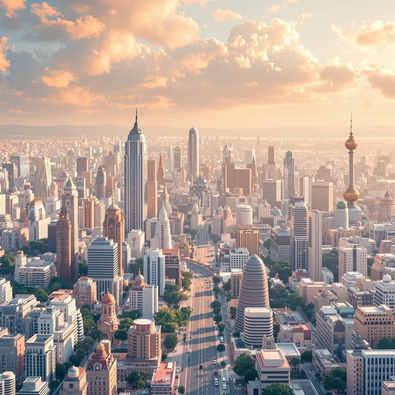 Warm distant city background