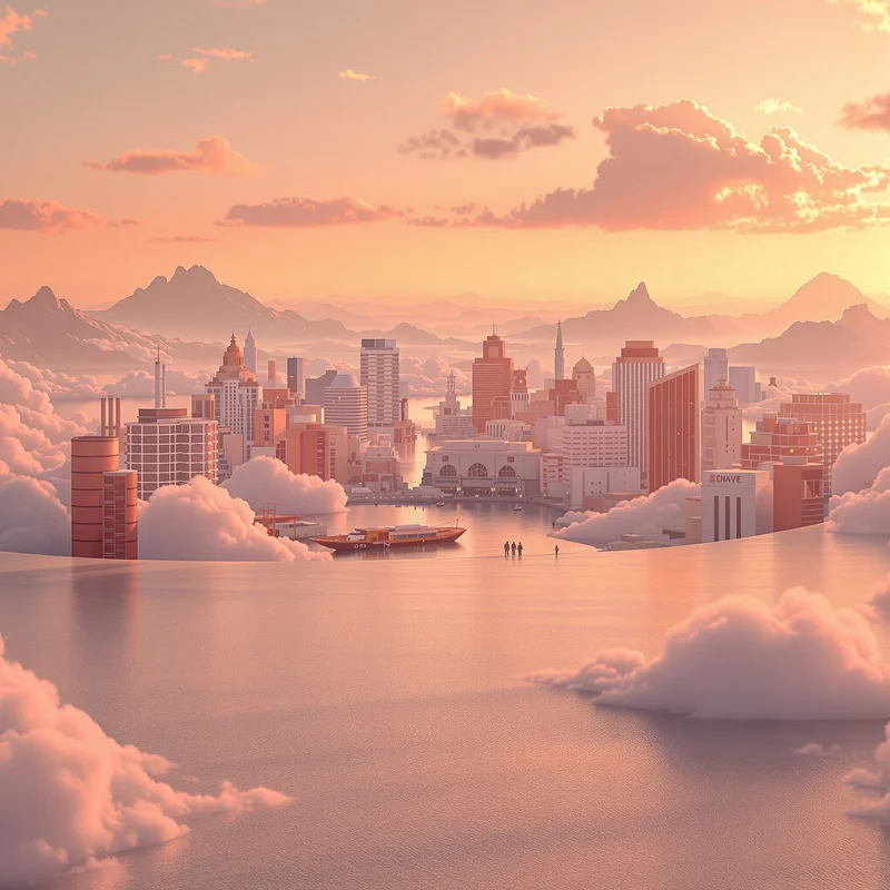 Warm horizon city background