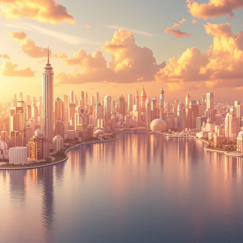 Warm horizon city background