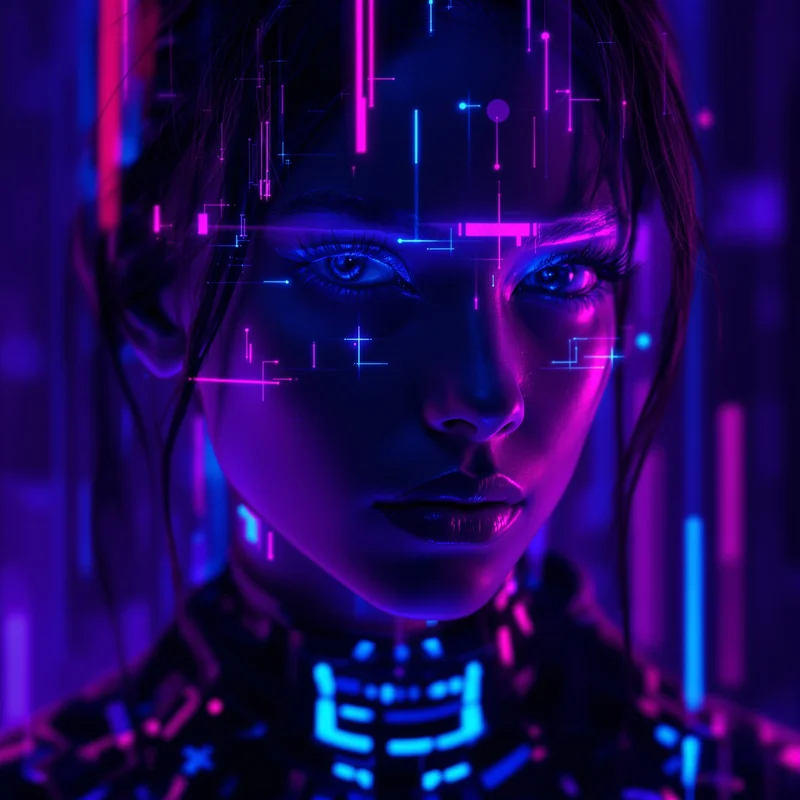 Cool PFP with neon cyberpunk glow and futuristic atmosphere