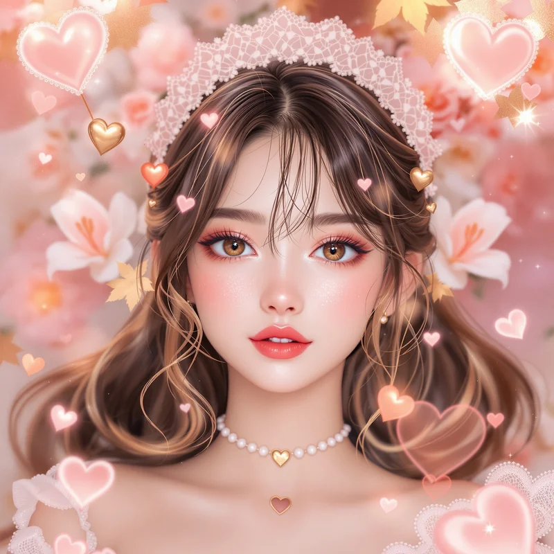 cute feminine profile icon with romantic styling for digital profile identity