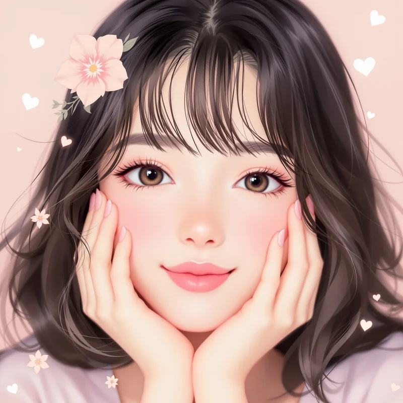 cute feminine profile icon with gentle gradient background for soft avatar use