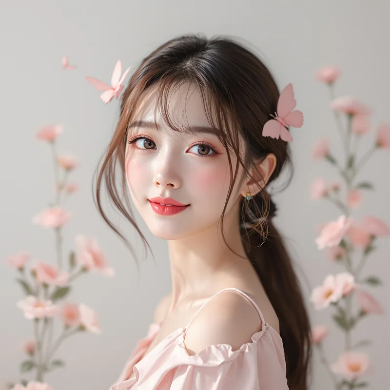 soft aesthetic portrait with lace and ribbon accents for online avatar styling