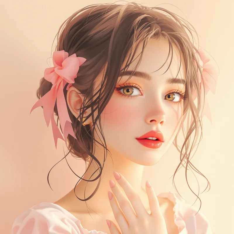 delicate coquette avatar image with pastel pink tones for social media avatar