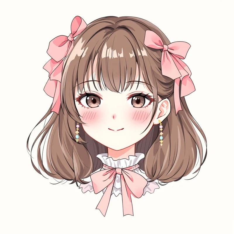 coquette style avatar with gentle gradient background for online avatar styling