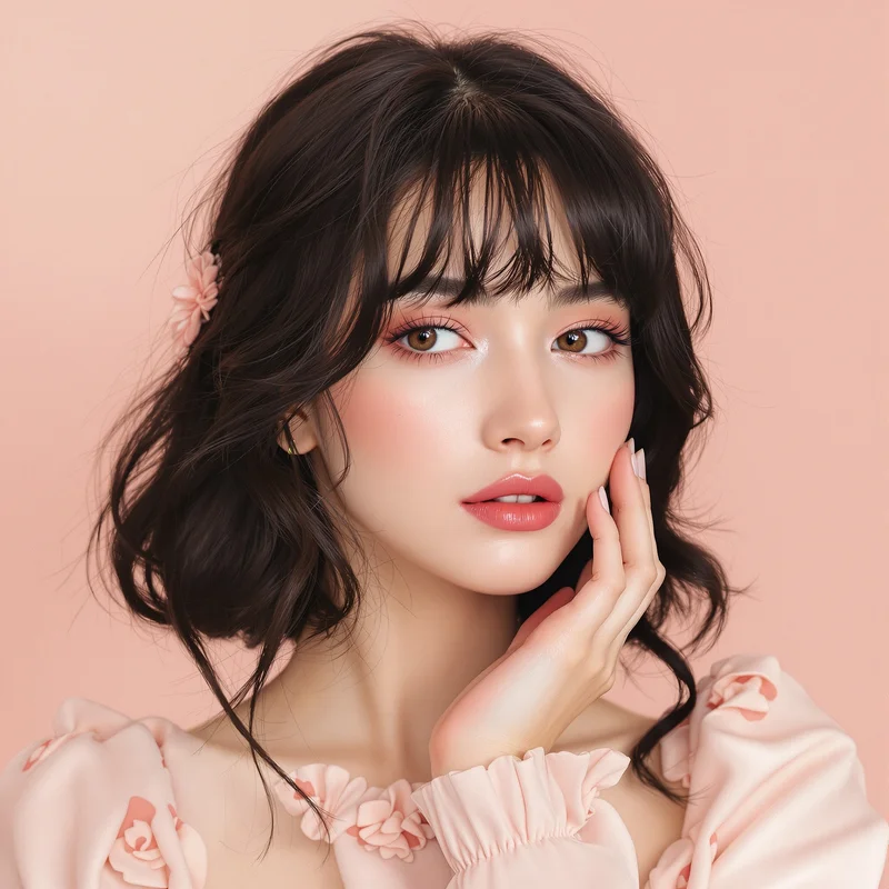 delicate coquette avatar image with floral details for messaging profile icon