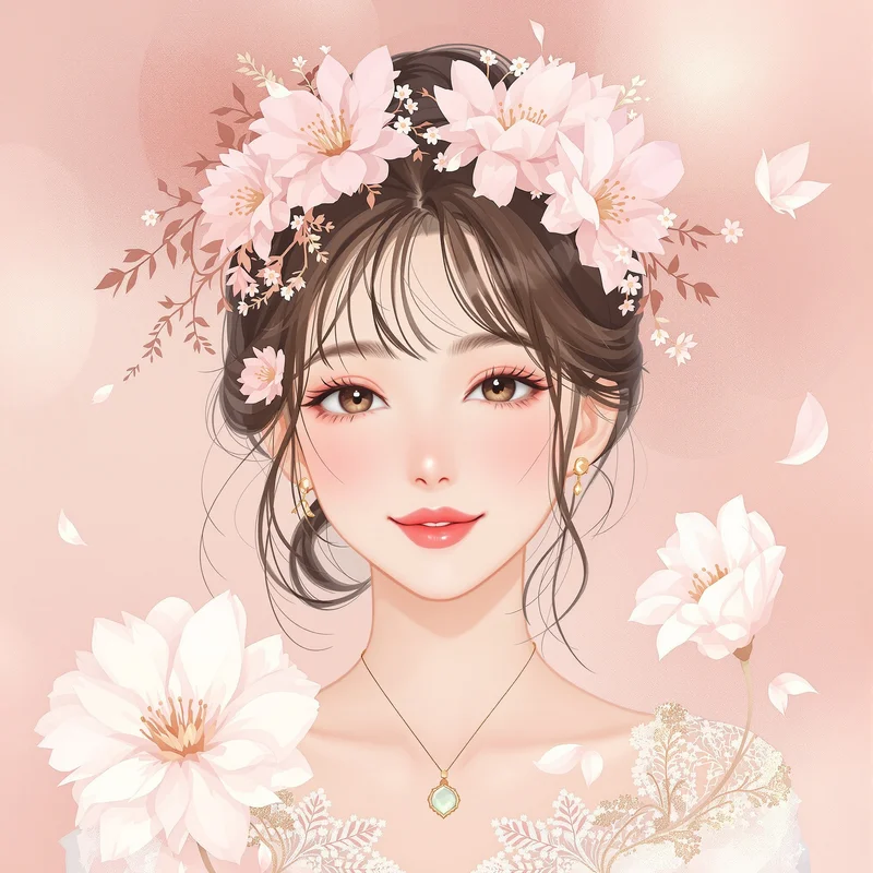 soft coquette anime avatar with pastel pink tones for social media avatar