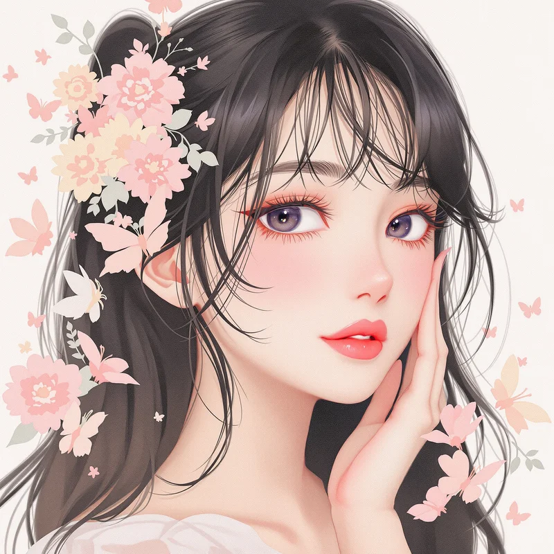 delicate coquette avatar image with pastel pink tones for profile picture use
