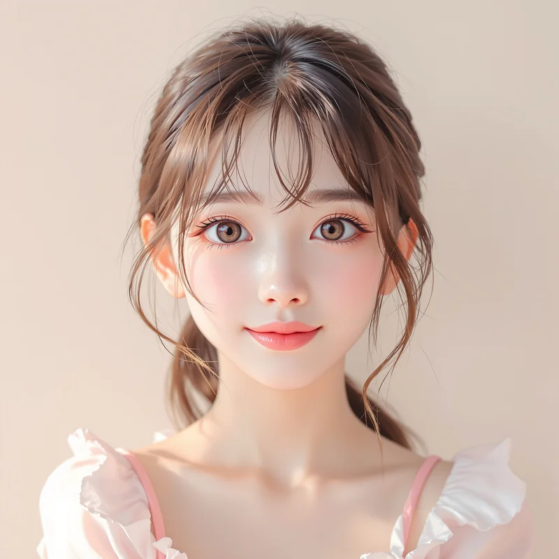 pastel coquette PFP portrait with pastel pink tones for messaging profile icon