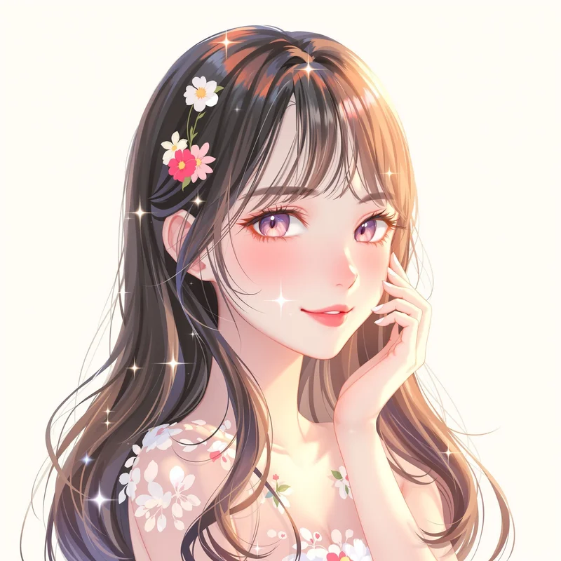 cute feminine profile icon with bow elements for profile picture use