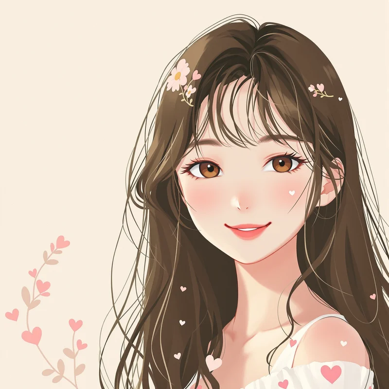 soft coquette anime avatar with soft blush palette for feminine profile icon