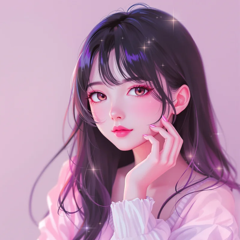 coquette style avatar with lace and ribbon accents for digital profile identity