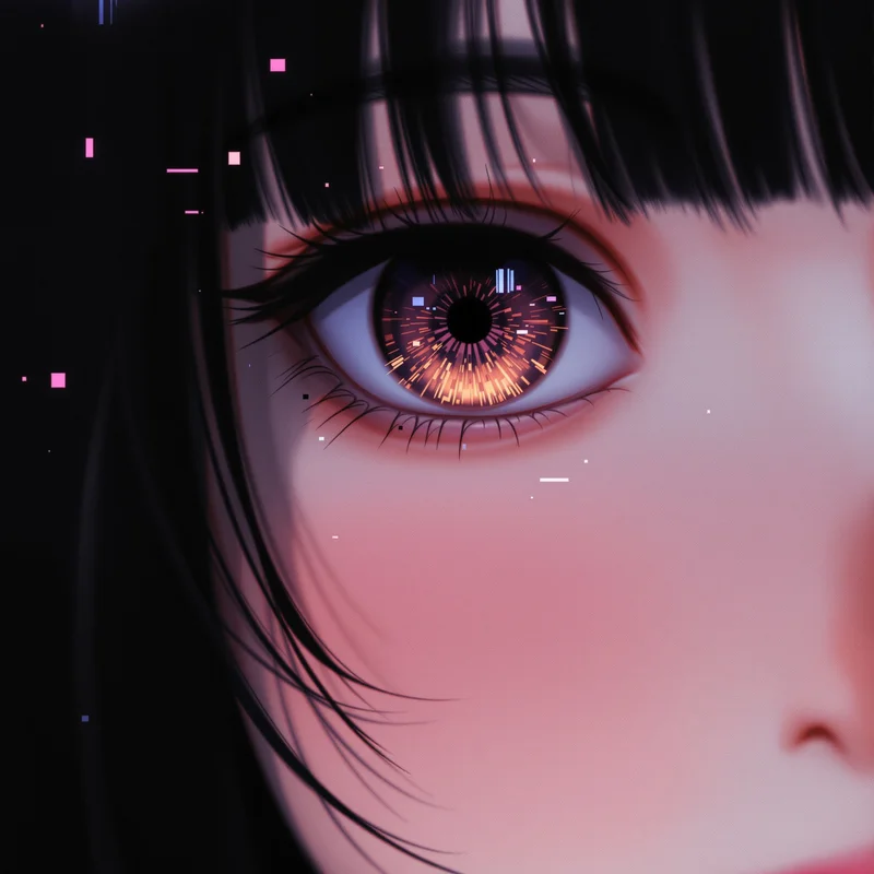 cute pfp anime girl blush glitch avatar