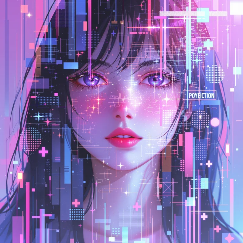 cute pfp anime girl dreamy glitch avatar