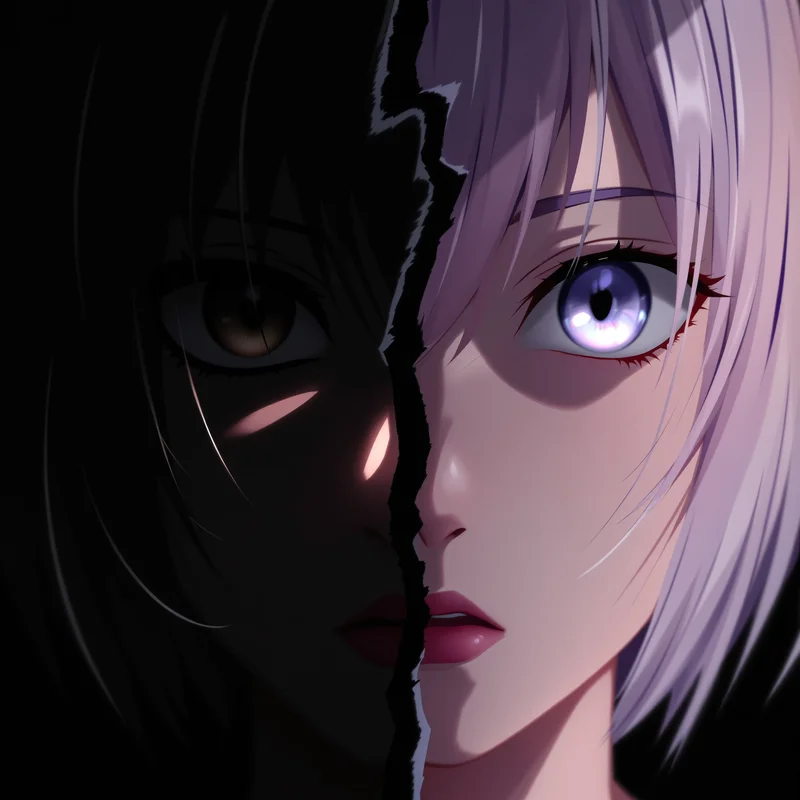 cute pfp anime girl split emotion avatar