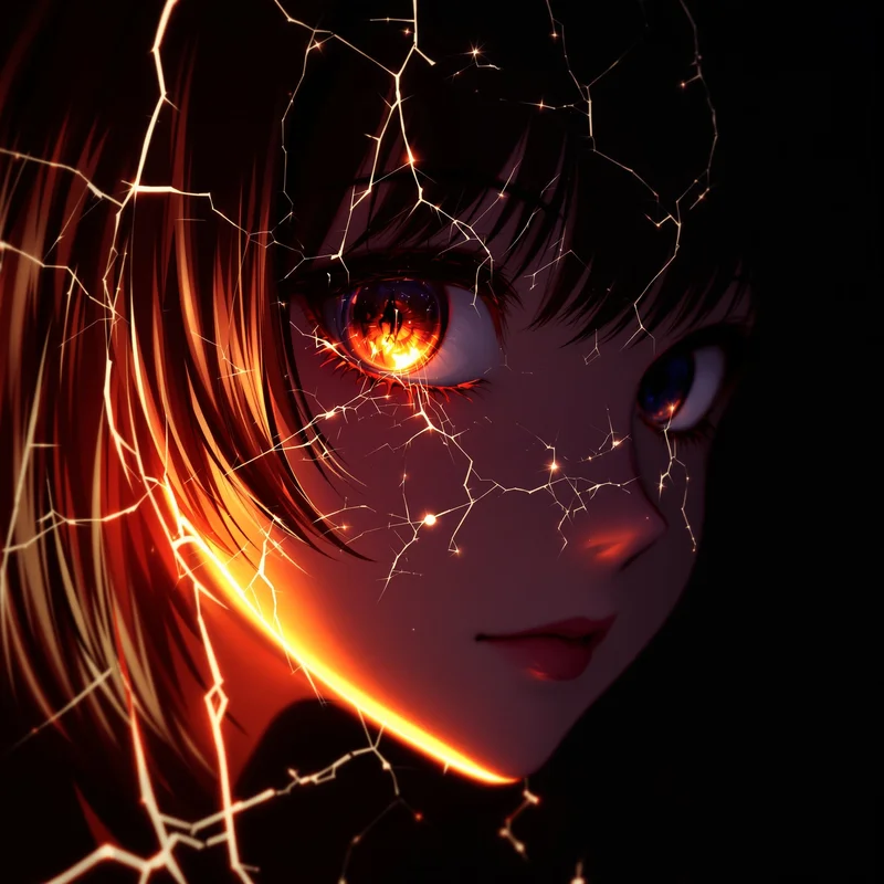 cute pfp anime girl crack glow avatar