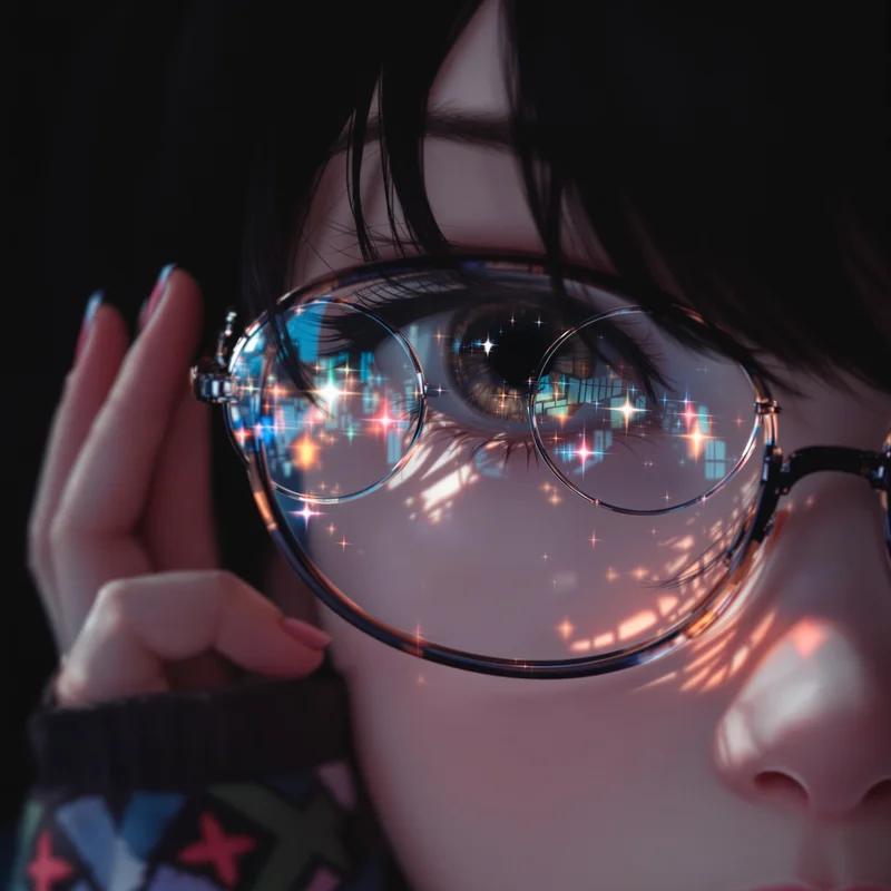 cute pfp anime girl glasses reflection avatar
