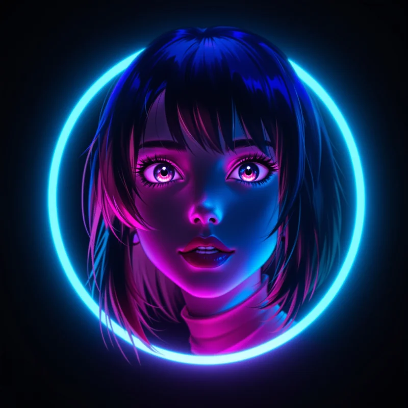 cute pfp anime girl neon rim avatar