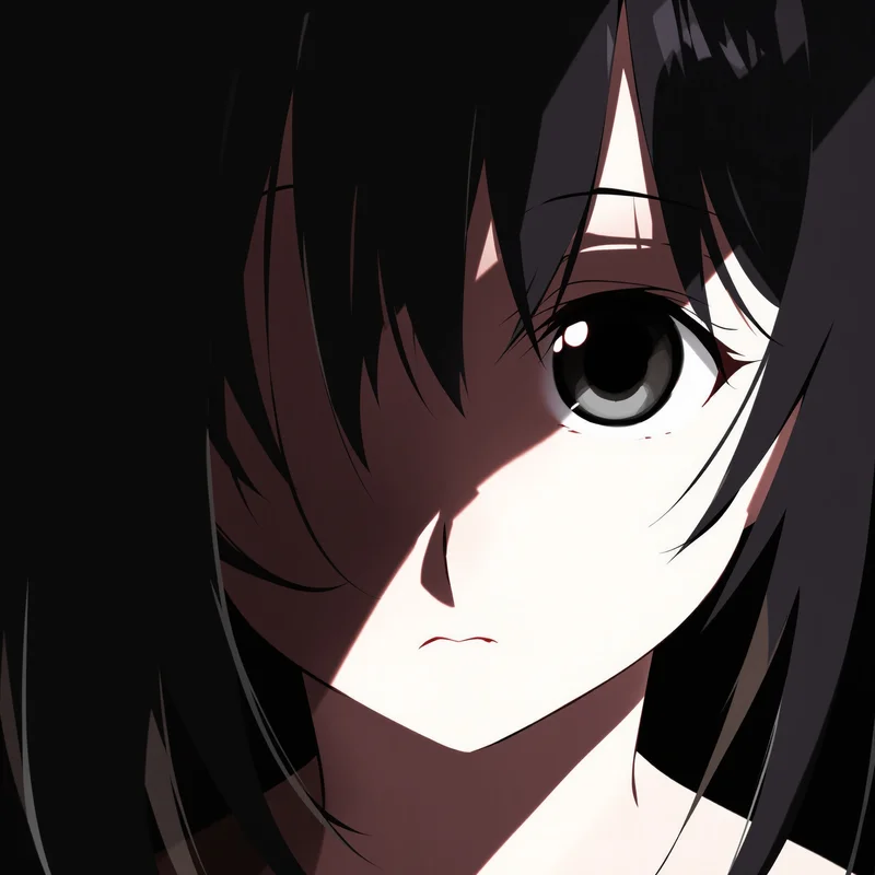 cute pfp anime girl one eye shadow avatar