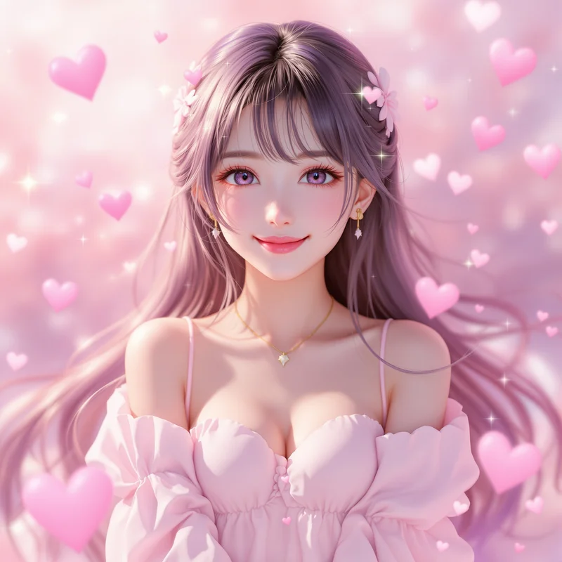Cute Momo anime portrait.