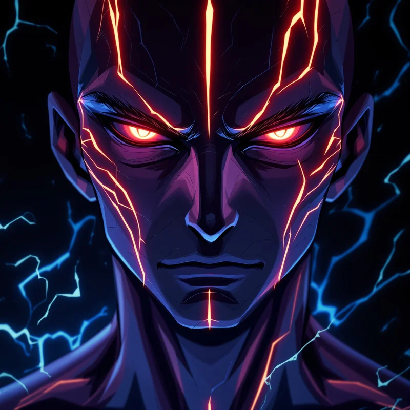Dandadan anime avatar with energy vein patterns
