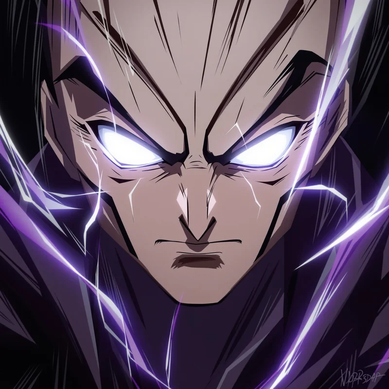 Dandadan anime avatar with warped distortion around face