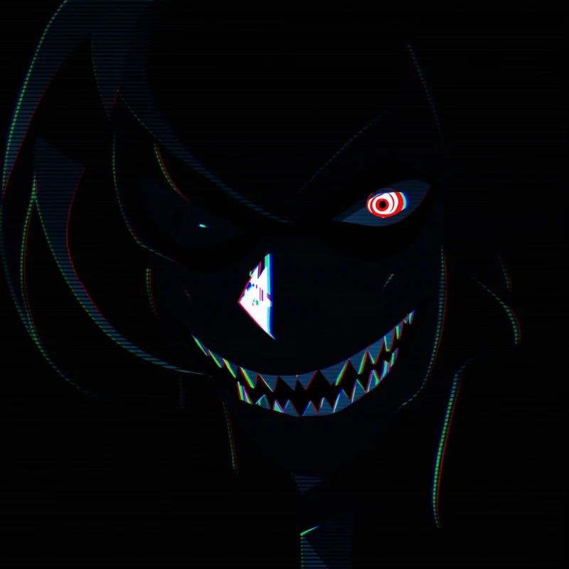 Dandadan anime PFP with distorted smile focus
