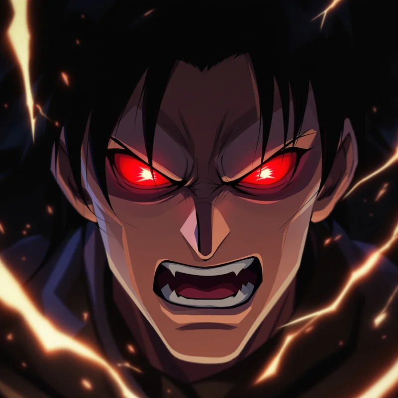 Dandadan anime avatar with intense emotion and chaotic aura