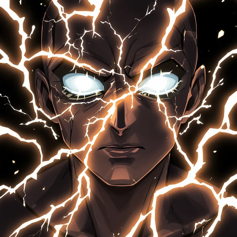 Dandadan anime avatar with energy cracks across face