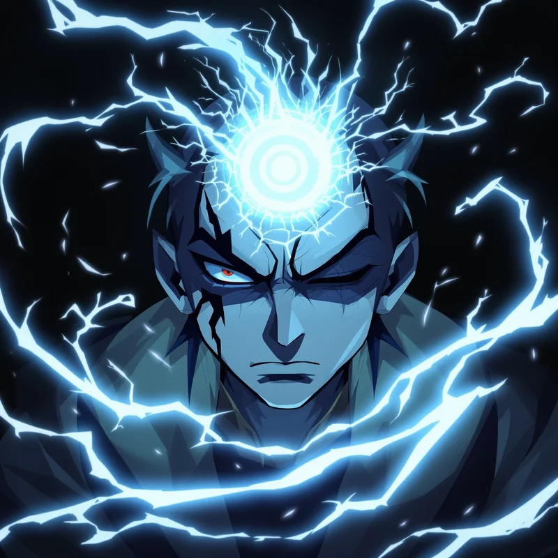 Dandadan anime PFP with broken energy ring around face