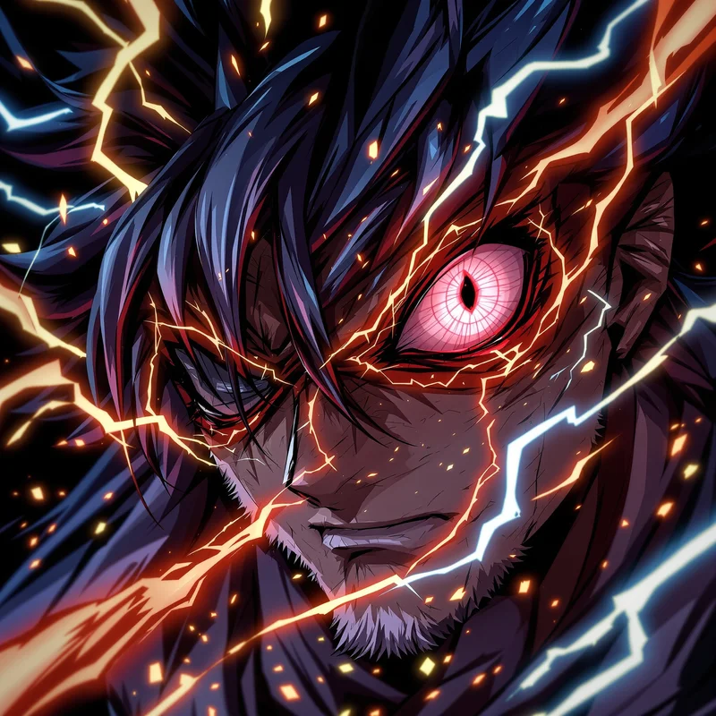 Dandadan anime avatar with overloaded glowing eye