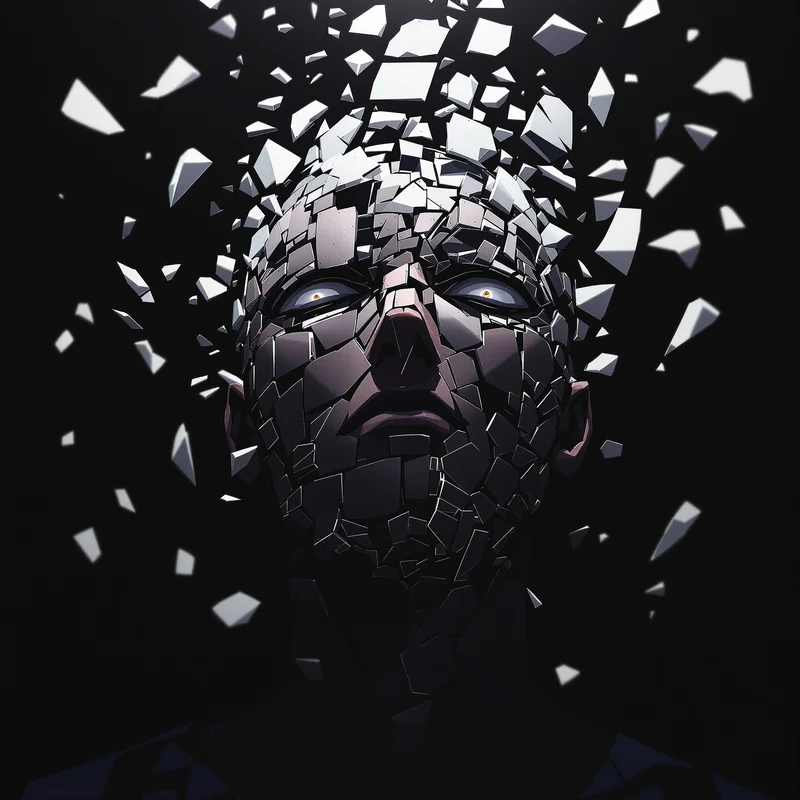 Dandadan anime avatar with fragmented visual elements around face