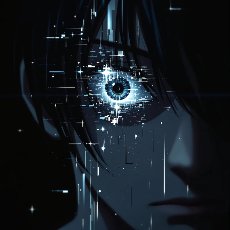 Dandadan anime PFP avatar with glitch face distortion and high contrast