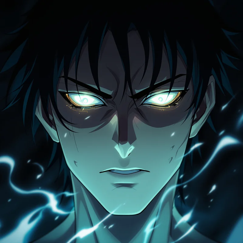 Dandadan anime PFP with internal glow effect