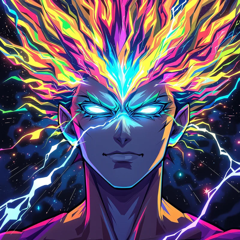 Dandadan anime avatar with psychic energy burst and strong face focus