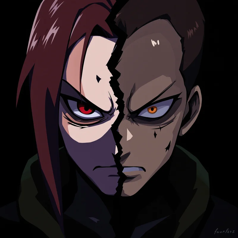 Dandadan anime avatar with split emotion expression