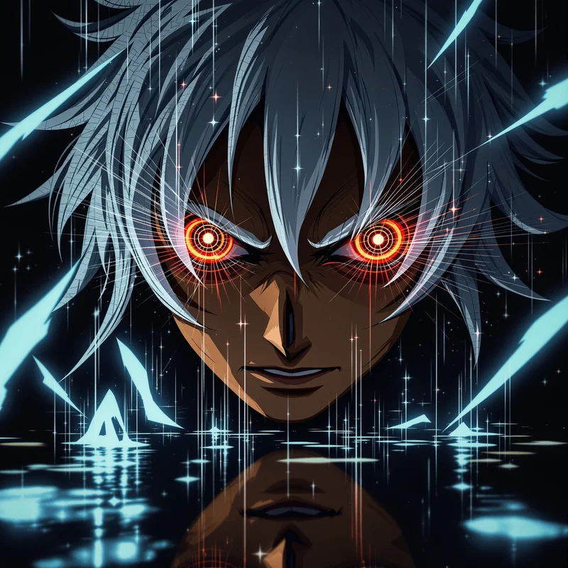 Dandadan anime avatar with pulsing visual noise