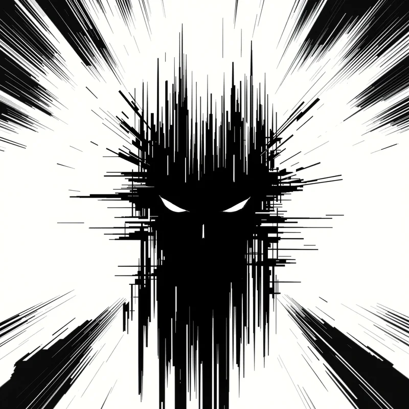 Dandadan anime PFP emerging from dark glitch void