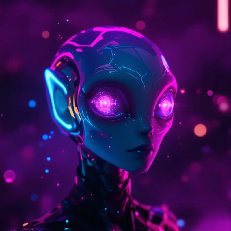 Neon Alien digital portrait.