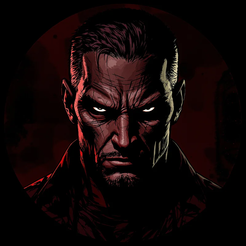 Daredevil avatar profile image with controlled heroic intensity