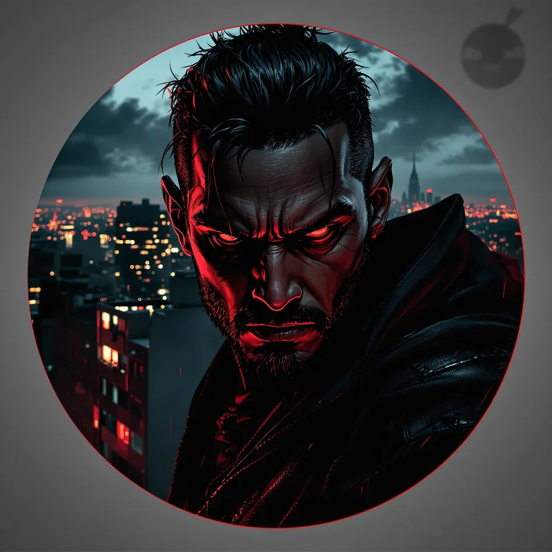 Daredevil PFP with dark urban composition and clear readability